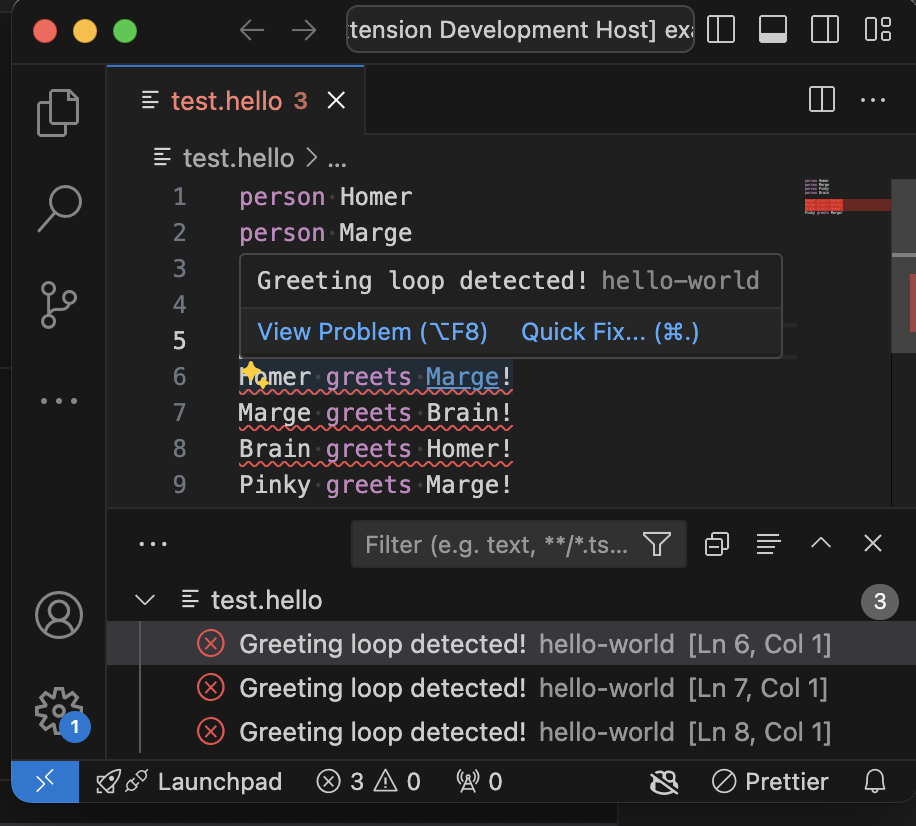 Greeting loop errors